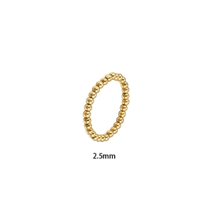 Detalle del anillo de cuentas de acero inoxidable dorado de 2,5mm con acabado espejo