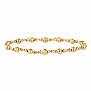 Detail of PVD gold plated stainless steel beaded bracelet with 17cm circumference