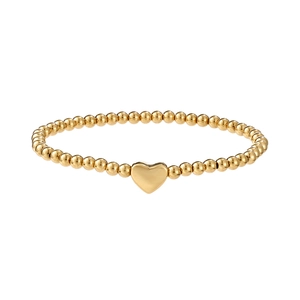 Dettaglio del bracciale a sfere placcato oro con ciondolo a cuore in metallo lucido