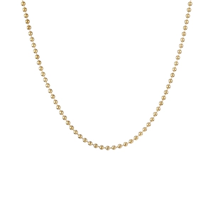 Detailed close-up of polished gold-plated hollow bead chain necklace for men and women