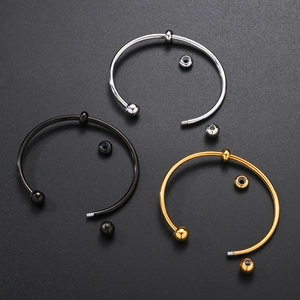 Waterproof stainless steel elastic bead bracelets in gold, silver and black finishes