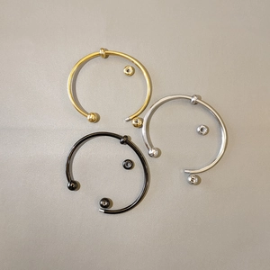 Waterproof stainless steel DIY elastic cuff bracelets in gold, silver, and black finish