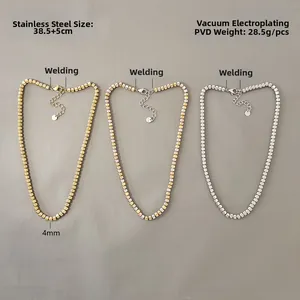 Set di collane con perline in acciaio inossidabile placcato oro 18K in tre tonalità