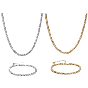 Set collana e bracciale di perle in acciaio al titanio placcato oro 18K a spirale