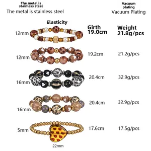 Tabella taglie per braccialetti in ambra leopardata con diametri delle perline e pesi