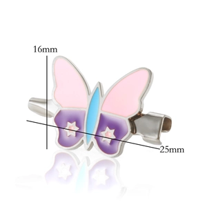 Detailansicht einer 25x16mm Schmetterling-Haarklammer mit buntem Emaille und Stern