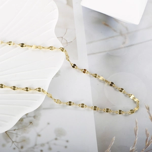 Collier minimaliste en acier inoxydable plaqué or 18 carats sur plateau céramique