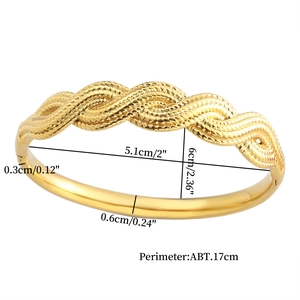Classic 18K gold plated titanium steel twisted rope bracelet for women in minimalist style