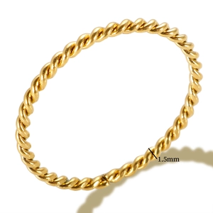 Minimalistischer 18K vergoldeter Edelstahl-Kordelring für Damen, 1.5mm Breite