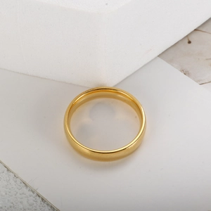 Classic 4mm 18K gold plated minimalist polished band ring for men and women