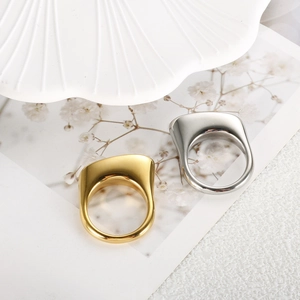 Franse Vintage Onregelmatige Roestvrijstalen Chunky Ring Voor Dames Minimalistisch Emaille Geometrische Gepolijste Vingerring Goud Zilver Sieraden