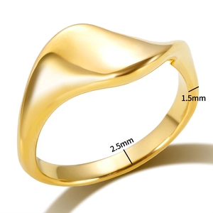 Minimalist 18K gold plated stainless steel ring with modern twisted wave design