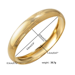 Bracciale rigido in acciaio inossidabile placcato oro 18K con trama a nido d'ape esagonale