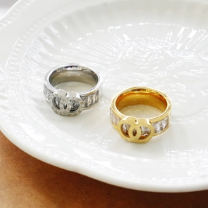 Roman numeral titanium steel rings with rectangular zircon stones in gold and silver finish