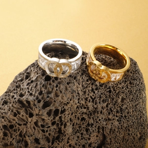 Roman numeral stainless steel rings with square zirconia in gold and silver finish