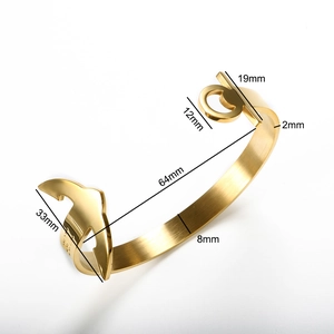 Bracelet flèche plaqué or 18 carats avec design ancre nautique et métal brossé