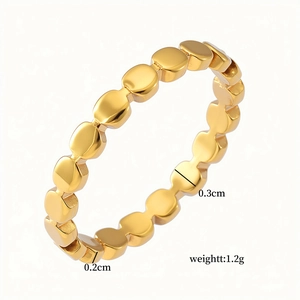 Minimalist 18K gold plated beaded ring for women with polished finish and dimensions