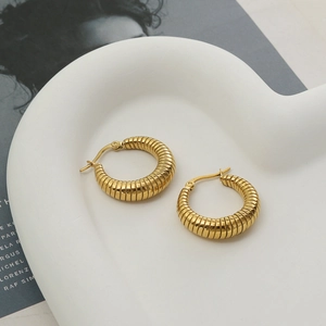 Vintage Stainless Steel 18K Gold Plated Geometric Hoop Earrings Sunburst Radiant Artificial Pearl Drop Earrings For Women Jewelry Gift