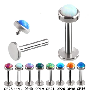 Künstlicher Opal Edelstahl Labret Ohrstecker Lippenringe Körperpiercing Schmuck Flache Rückseite Ohrstecker Für Damen Herren