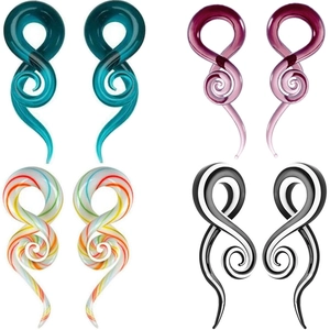 Dilatatore a Spirale in Vetro a Forma di Chiocciola per Orecchie Espansore Gioiello per Piercing Stretching Uomo Donna Design Artistico