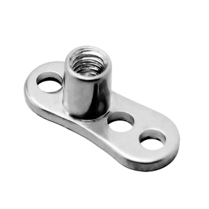 Surgical grade titanium dermal anchor base with triple hole design for skin piercings