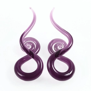 Dilatatori a spirale in vetro sfumato viola per gioielli da piercing corporeo