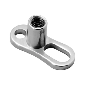 Polished silver titanium dermal anchor base with internal thread for body piercing