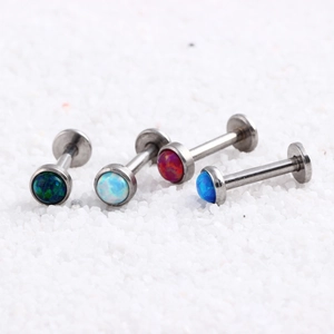 Set mit vier Edelstahl-Opal-Ohrsteckern mit lebendigen mehrfarbigen Edelsteinen