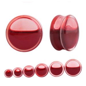Transparente Acryl-Ohrstöpsel mit rotem Bluteffekt im Double-Flared-Stil für Piercings