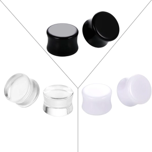 Acryl Double Flared Oorplugs Solide Zadel Flesh Tunnel Rekoefeningen Meters Voor Heren Dames Body Piercing Sieraden Zwart Wit Helder