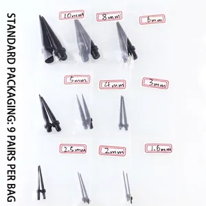9 Paar schwarze Acryl-Ohrdehner und Expander in verschiedenen Größen von 1,6 mm bis 10 mm