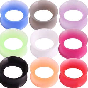Mix kleur set van 10 paar flexibele dubbele flare siliconen ear gauges en tunnels