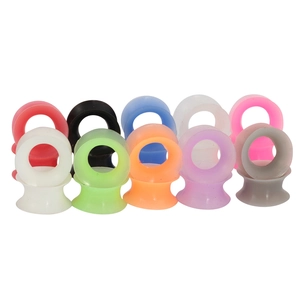 Set van 10 paar gekleurde siliconen oordoppen en holle tunnels voor lichaampiercings