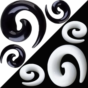 Acrylic Spiral Ear Taper Stretching Kit Snail Shape Ear Expander Plugs Body Piercing Jewelry For Men Women Black White