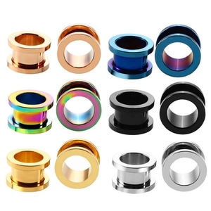 Σκουλαρίκια Ear Tunnels από Ανοξείδωτο Ατσάλι Με Διπλή Διεύρυνση Κοσμήματα Piercing Χιπ Χοπ Στυλ Unisex για Άνδρες και Γυναίκες