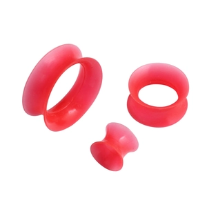 Rode siliconen double flared ear tunnels in diverse maten voor body piercings