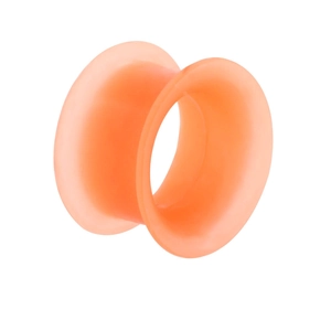 Orange flexible silicone double flare ear tunnel plug for body piercing jewelry