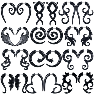 Boucles d'oreilles Clous Faux Élargisseur d'oreille Punk Hip Hop Acrylique Acier Inoxydable Poli Spirale Aile Cœur Étoile Bijoux Homme Femme