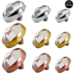 G23 Titanium Dermal Anchor Top Threaded Body Piercing Jewelry Rhinestone Inlaid Circular Nose Stud For Women Jewelry