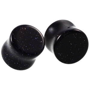 Ecarteurs d'oreilles en pierre de sable bleue avec effet de galaxie scintillante