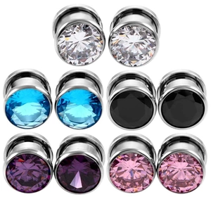 Exotisch Metall Runde Zirkonia Ohr-Plugs Bodypiercing Schmuck Eingelegte Strasssteine Flesh Tunnels Für Damen Herren Unisex Zubehör