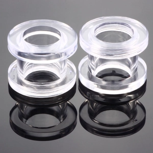 Paar klare Acryl-Ohr-Tunnel mit hohlem Flaschenzug-Design für Piercings