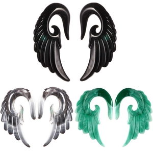 Orecchini a Gancio in Resina Acrilica Ali d'Angelo Trama Marmo Spirale Espansori Piercing Punk Gotico Gioielli per il Corpo Unisex