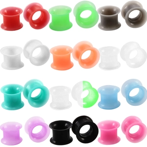 Silikon Ohr-Tunnel Weich Doppel Flansch Hohle Ohr-Lehren Gemischte Farben Körper-Piercing-Schmuck Dehnungs-Set Für Unisex