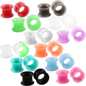 Set mit 12 Paaren mehrfarbiger Silikon-Ear-Tunnels für die Ohrenpiercing-Dehnung