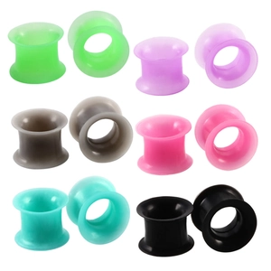 12er Set bunte Silikon Flesh Tunnels doppelt ausgestellt Ohr Dehnungsset Piercing