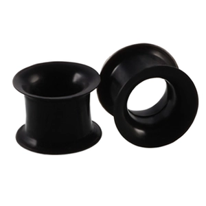 Paar schwarze Silikon-Ohr-Expander mit Double Flared Design für Piercing-Set