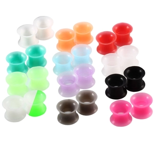 Set aus 12 Paar bunten Silikon-Ohr-Tunnels mit doppeltem Flare für Piercing-Schmuck