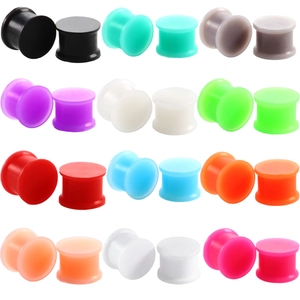 Soft Silicone Solid Ear Plugs Double Flare Ear Gauges Expander Stretching Body Piercing Jewelry For Men Women