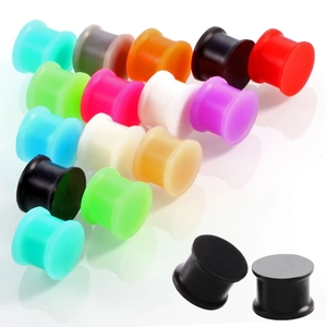 Double flare solid silicone ear gauges available in multiple vibrant colors